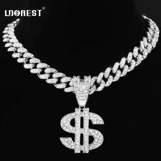 "Dollar" pendant with cuban link and various style chains